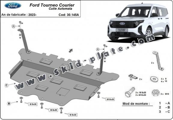 Steel skid plate for Ford Tourneo Courier  - automatic gearbox