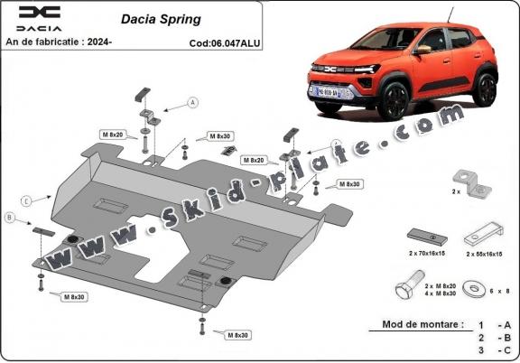 Steel skid plate for Dacia Spring Aluminium