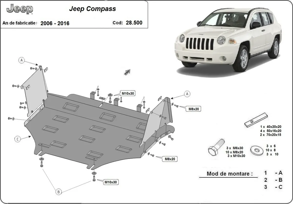 Šuspleh zaštita motora za Jeep Compass			 2006-2016