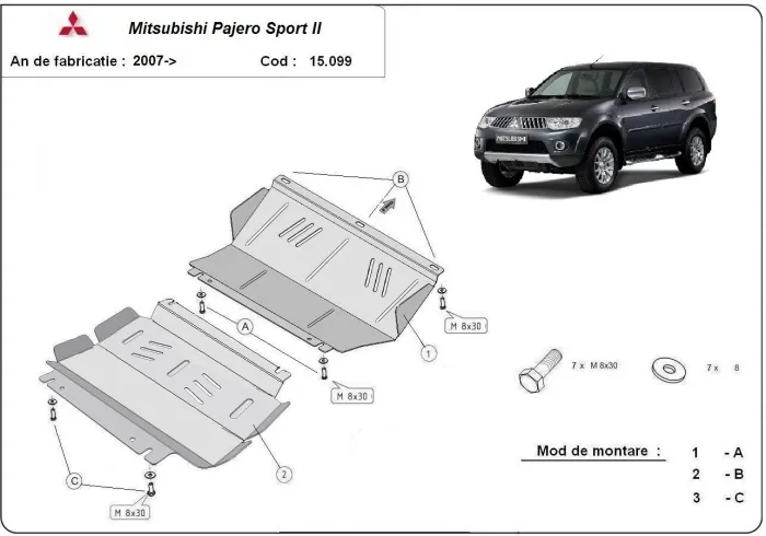 Šuspleh zaštita motora i hladnjaka za Mitsubishi Pajero Sport 2			 2008-2016
