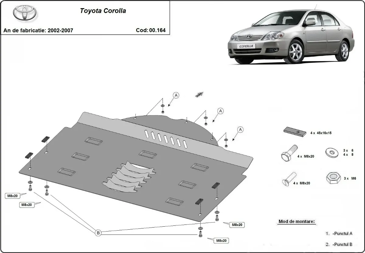 Čelična zaštitna ploča katalizatora/ cat lock za Toyota Corolla			 2002-2007