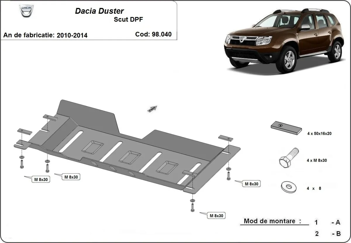 Čelična zaštita DPF filtera za Dacia Duster			 2010-2014