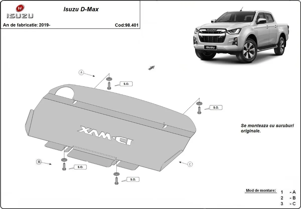 Čelična zaštita hladnjaka za Isuzu D-Max			 2019-2026