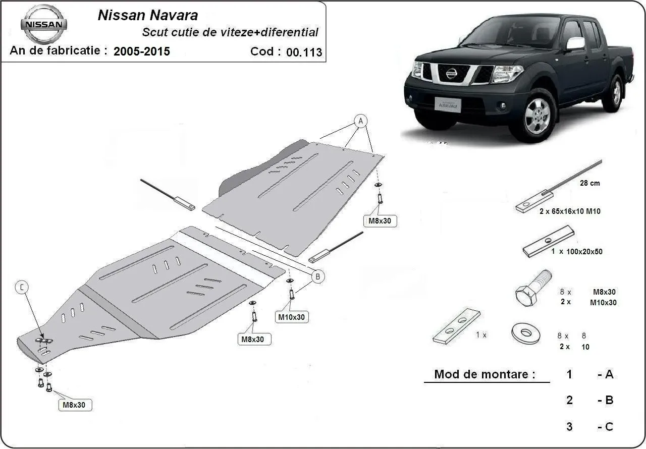 Čelična zaštita mjenjača za Nissan Navara D40 2005-2015