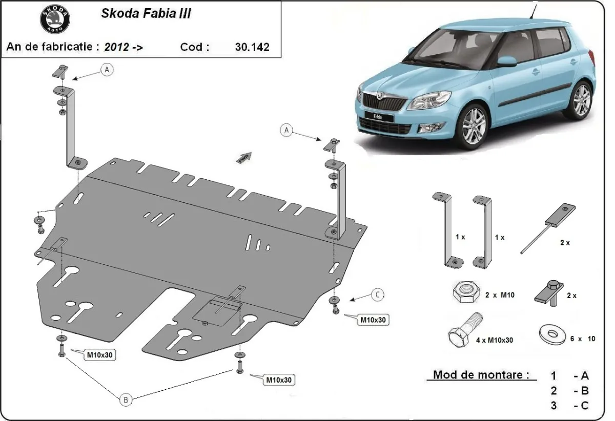 Šuspleh zaštita motora za Skoda Fabia 3			 2015-2021